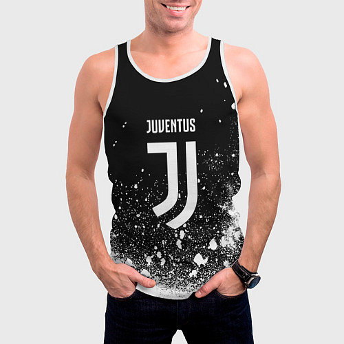 Мужская майка без рукавов Ювентус всплеск белых красок / 3D-Белый – фото 3