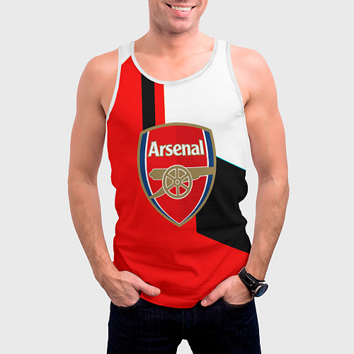 Мужская майка без рукавов Арсенал геометрия спорт / 3D-Белый – фото 3