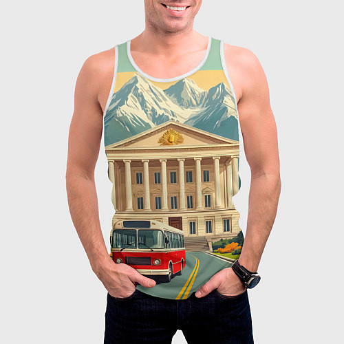Мужская майка без рукавов Классика у подножия гор / 3D-Белый – фото 3