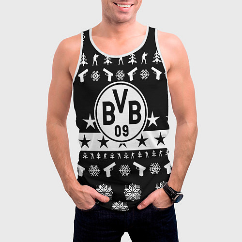 Мужская майка без рукавов Borussia x counter strike / 3D-Белый – фото 3