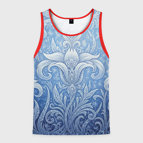 Мужская майка без рукавов Ледяной цветочный орнамент / 3D-Красный – фото 1