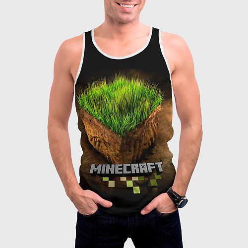 Мужская майка без рукавов Майнкрафт / 3D-Белый – фото 3