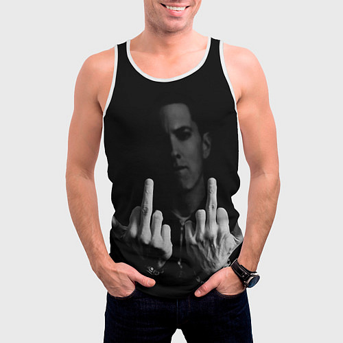 Мужская майка без рукавов Eminem Fuck / 3D-Белый – фото 3