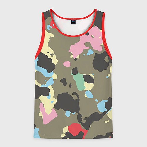 Мужская майка без рукавов Камуфляж: микс цветов / 3D-Красный – фото 1