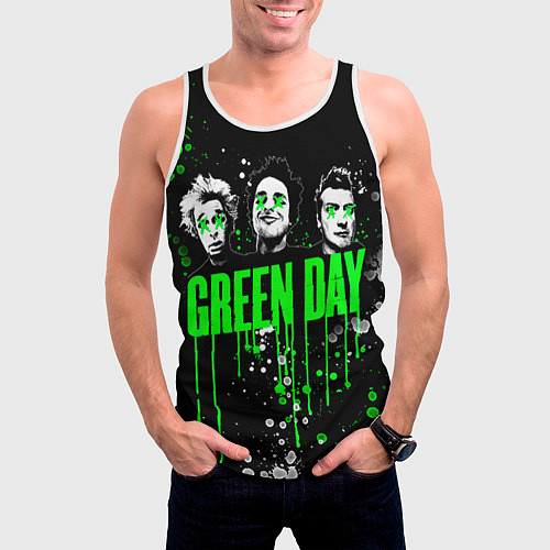 Мужская майка без рукавов Green Day: Acid Colour / 3D-Белый – фото 3