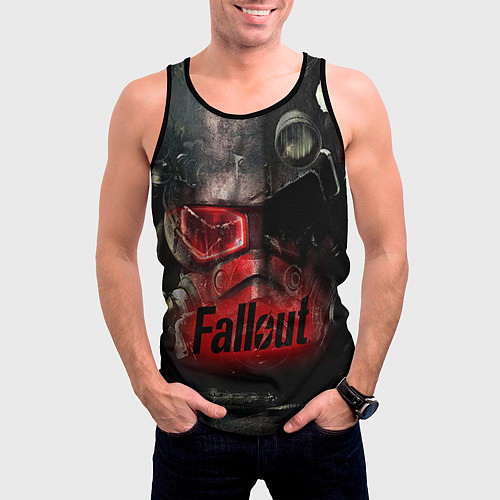 Мужская майка без рукавов Fallout Red / 3D-Черный – фото 3