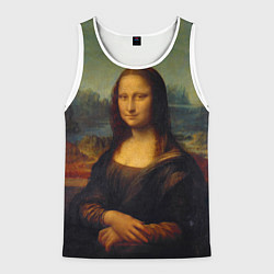 Майка-безрукавка мужская Леонардо да Винчи - Мона Лиза, цвет: 3D-белый