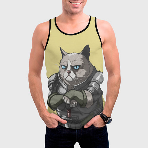 Мужская майка без рукавов Кот / 3D-Черный – фото 3