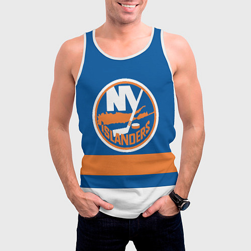 Мужская майка без рукавов New York Islanders / 3D-Белый – фото 3