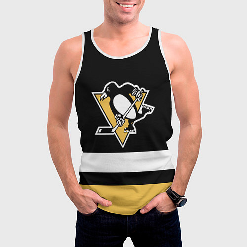 Мужская майка без рукавов Pittsburgh Penguins: Black / 3D-Белый – фото 3