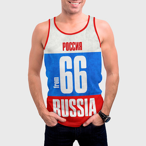 Мужская майка без рукавов Russia: from 66 / 3D-Красный – фото 3