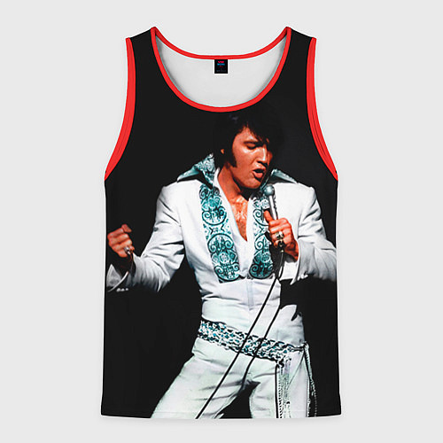 Мужская майка без рукавов Элвис поет / 3D-Красный – фото 1