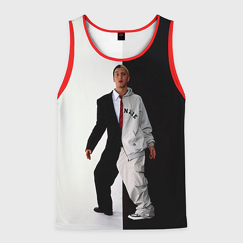 Мужская майка без рукавов Eminem: Black & White / 3D-Красный – фото 1