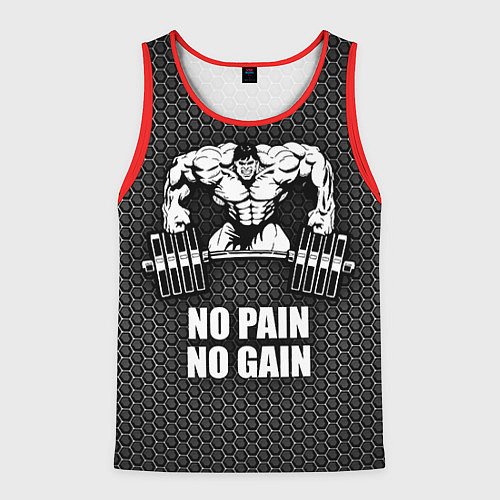 Мужская майка без рукавов No pain, no gain / 3D-Красный – фото 1