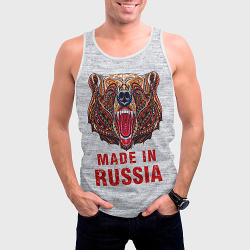 Мужская майка без рукавов Bear: Made in Russia / 3D-Белый – фото 3