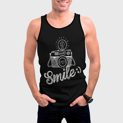 Мужская майка без рукавов Smile / 3D-Черный – фото 3