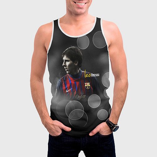 Мужская майка без рукавов Leo Messi / 3D-Белый – фото 3