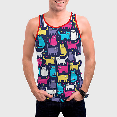 Мужская майка без рукавов Котятки / 3D-Красный – фото 3