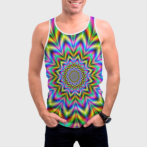 Мужская майка без рукавов Красочная иллюзия / 3D-Белый – фото 3