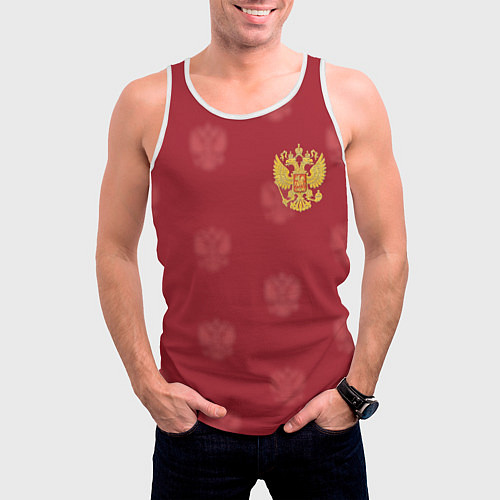 Мужская майка без рукавов Сборная России по футболу / 3D-Белый – фото 3