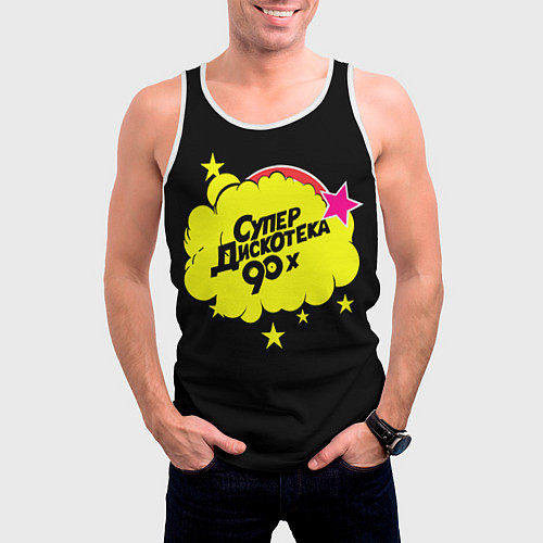 Мужская майка без рукавов Супердискотека 90х / 3D-Белый – фото 3