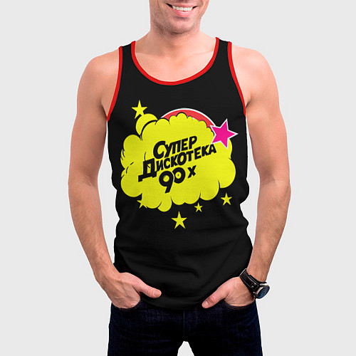 Мужская майка без рукавов Супердискотека 90х / 3D-Красный – фото 3
