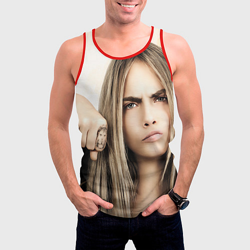 Мужская майка без рукавов Cara Delevingne / 3D-Красный – фото 3