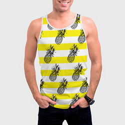 Майка-безрукавка мужская Ананасы 24, цвет: 3D-белый — фото 2