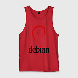 Майка мужская хлопок Debian, цвет: красный