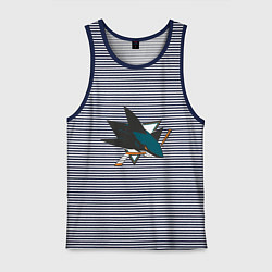 Майка мужская хлопок San Jose Sharks, цвет: синяя тельняшка