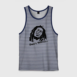 Майка мужская хлопок Bob Marley: Don't worry, цвет: синяя тельняшка