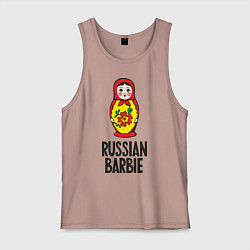 Майка мужская хлопок Russian Barbie, цвет: пыльно-розовый