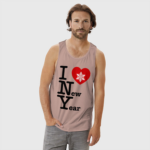 Мужская майка I love New Year / Пыльно-розовый – фото 3