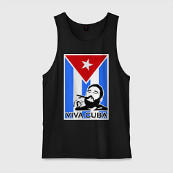 Майка мужская хлопок Fidel: Viva, Cuba!, цвет: черный