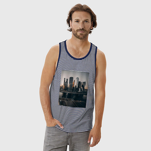 Мужская майка Moscow City / Синяя тельняшка – фото 3
