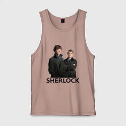Майка мужская хлопок Sherlock, цвет: пыльно-розовый
