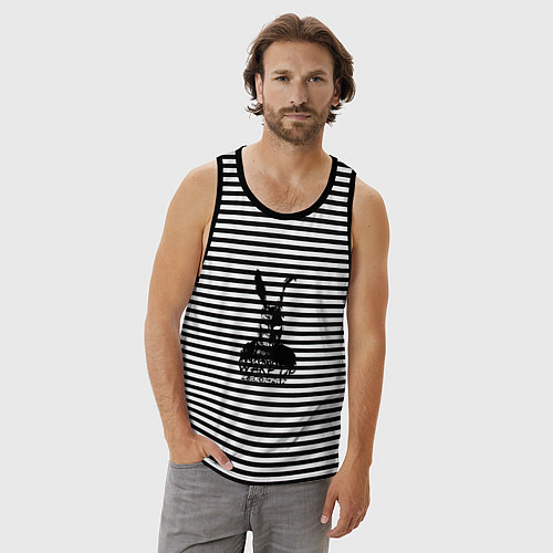 Мужская майка Wake Up 28:06:42:12 / Черная тельняшка – фото 3