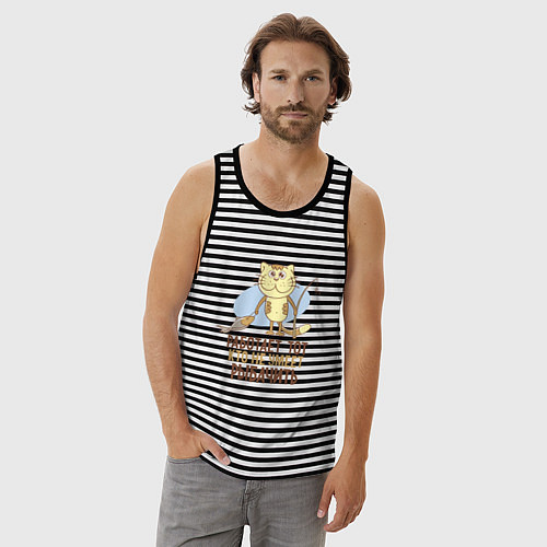 Мужская майка Кто не умеет рыбачить / Черная тельняшка – фото 3