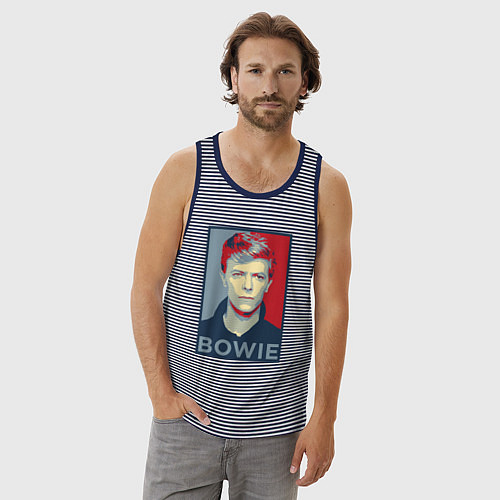 Мужская майка Bowie Poster / Синяя тельняшка – фото 3