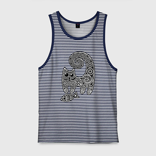 Мужская майка Кот3 / Синяя тельняшка – фото 1