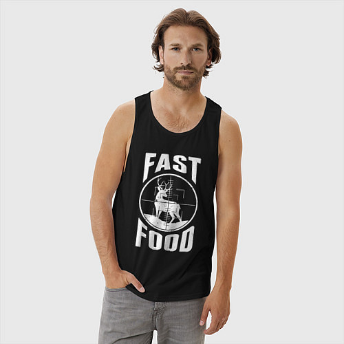 Мужская майка FAST FOOD олень в прицеле / Черный – фото 3