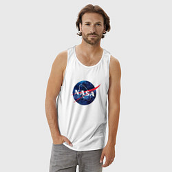 Майка мужская хлопок NASA: Cosmic Logo, цвет: белый — фото 2
