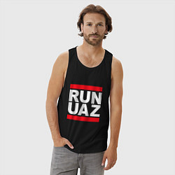 Майка мужская хлопок Run UAZ, цвет: черный — фото 2