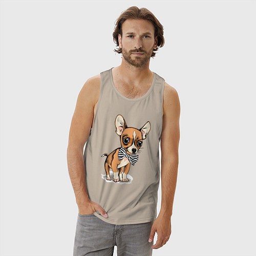 Мужская майка Чихуахуа с бабочкой / Миндальный – фото 3