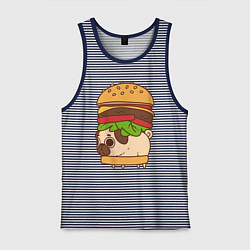 Майка мужская хлопок Мопс-бургер, цвет: синяя тельняшка