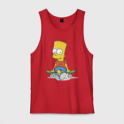Майка мужская хлопок Барт на скейте, цвет: красный