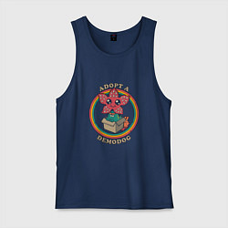 Майка мужская хлопок Adopt a Demodog, цвет: тёмно-синий