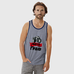 Майка мужская хлопок ФотоГраф, цвет: синяя тельняшка — фото 2