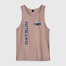 Майка мужская хлопок Datsun логотип с эмблемой, цвет: пыльно-розовый