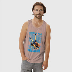 Майка мужская хлопок Greco-roman wrestling, цвет: пыльно-розовый — фото 2